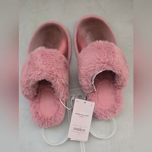 Auden Faux Leather Metallic Pink Plush Lined Slippers Size S (5/6)